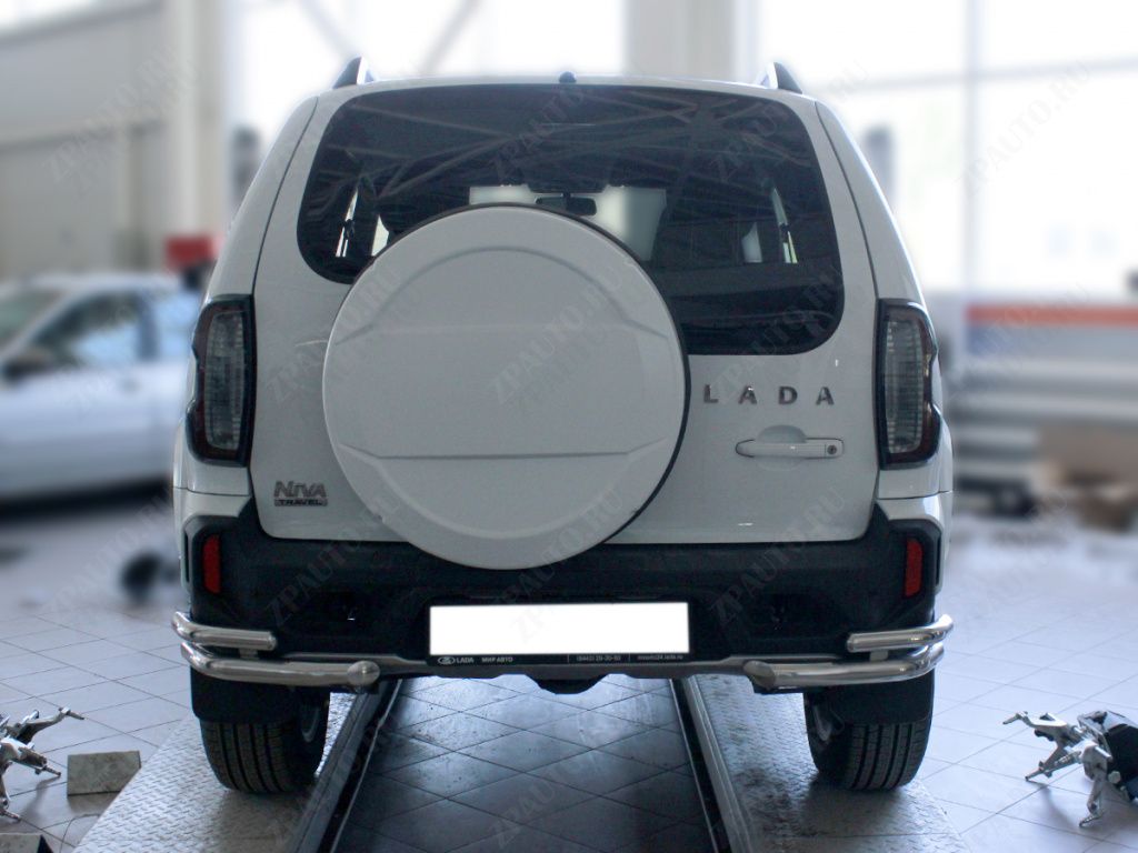 Защита заднего бампера  "уголки" d-53+43 для автомобиля Lada Niva Travel 2020-наст.вр. арт. NVT_3.1, 
Технотек