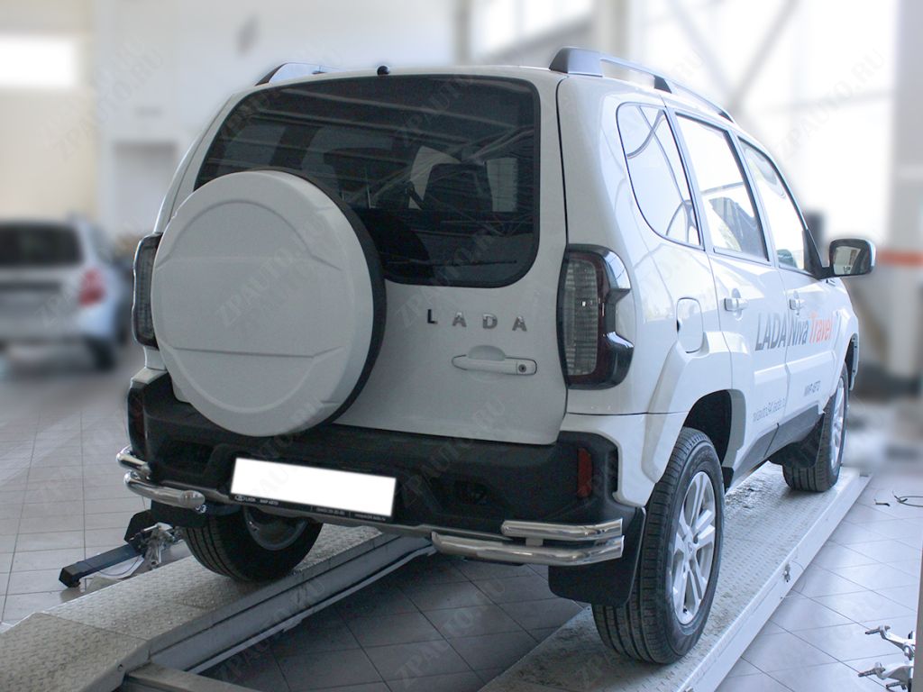 Защита заднего бампера  "уголки" d-53+43 для автомобиля Lada Niva Travel 2020-наст.вр. арт. NVT_3.1, 
Технотек