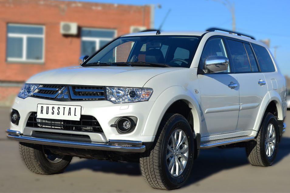 Пороги труба d42 с листом для Mitsubishi Pajero Sport 2013, Slitkoff MPSL-001581
