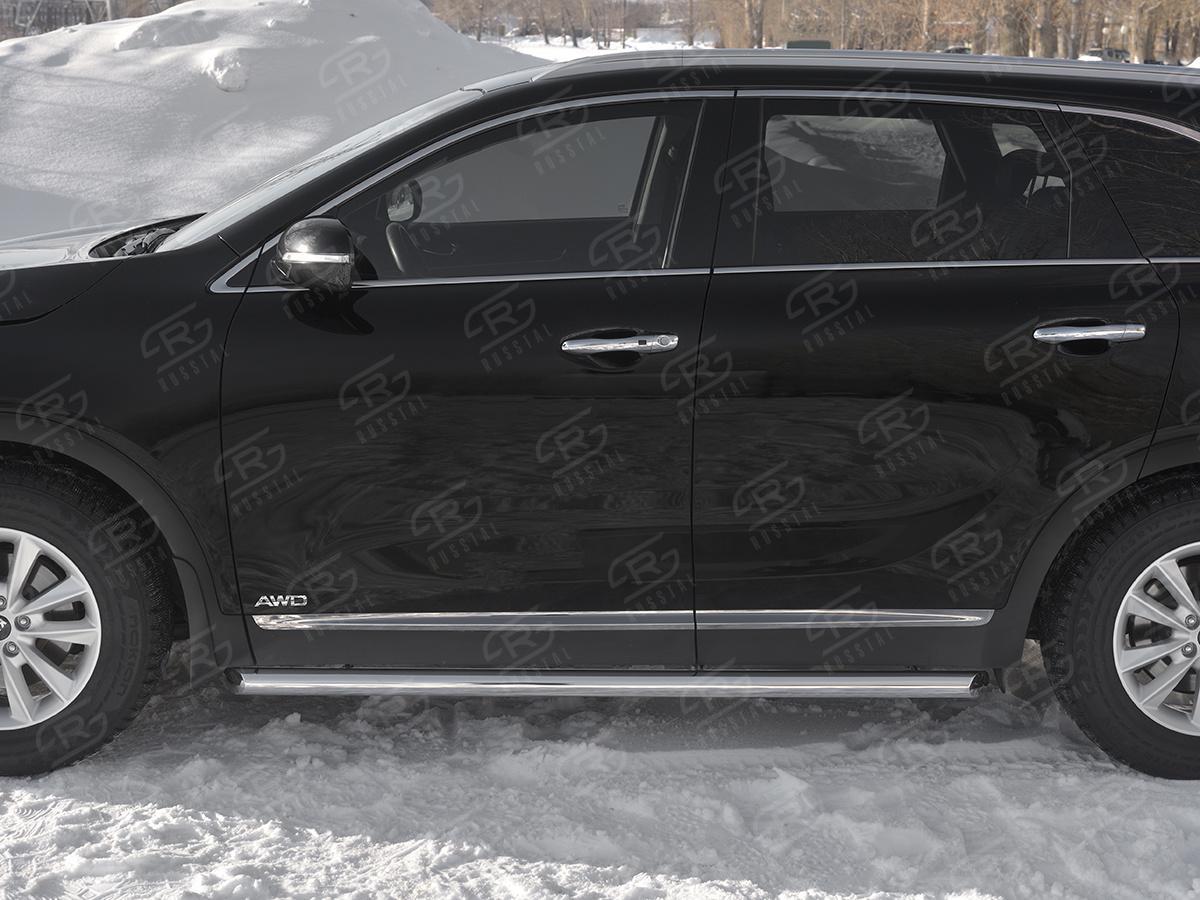 Пороги труба d57 (вариант 1) KSPT-0031391 для автомобиля KIA SORENTO PRIME 2018-, Slitkoff