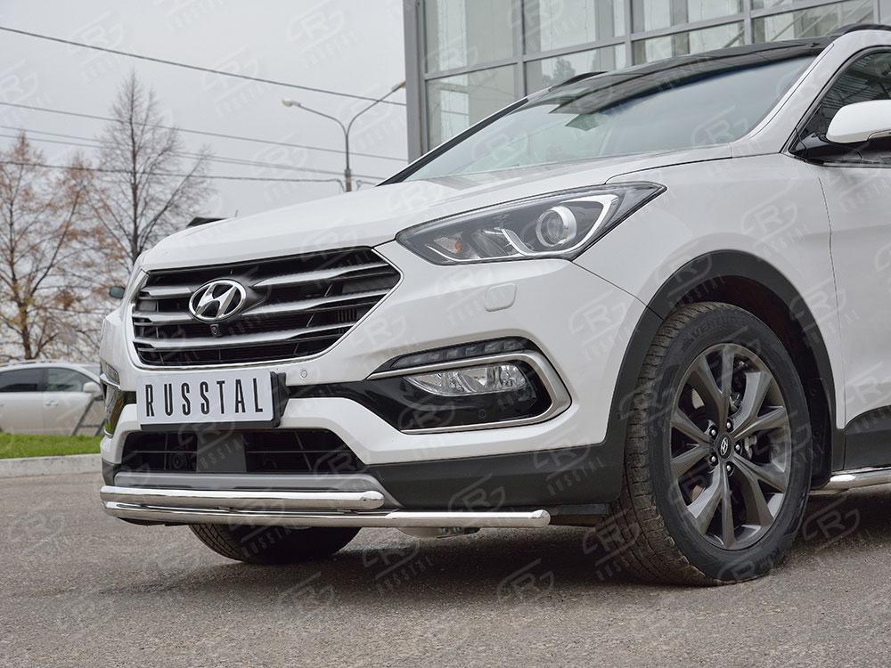 Защита переднего бампера d42/42 для Hyundai Santa Fe 2015, Slitkoff HSFPZ-002441