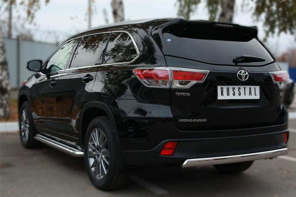 Защита заднего бампера d75х42 для Toyota Highlander 2013-2016, Slitkoff THRZ-001923