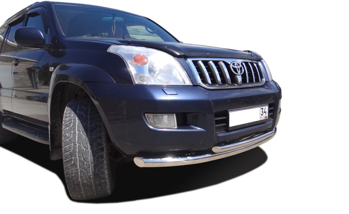 Защита переднего бампера двойная(радиус) для автомобиля TOYOTA Land Cruiser Prado 120     2003-2009, Россия TLCP120.03.04