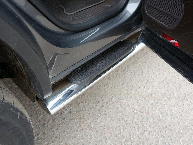 Пороги овальные с накладкой 120х60 мм для Volkswagen Touareg 2014 R-Line, ТСС VWTOUARRL14-03, TCC Тюнинг