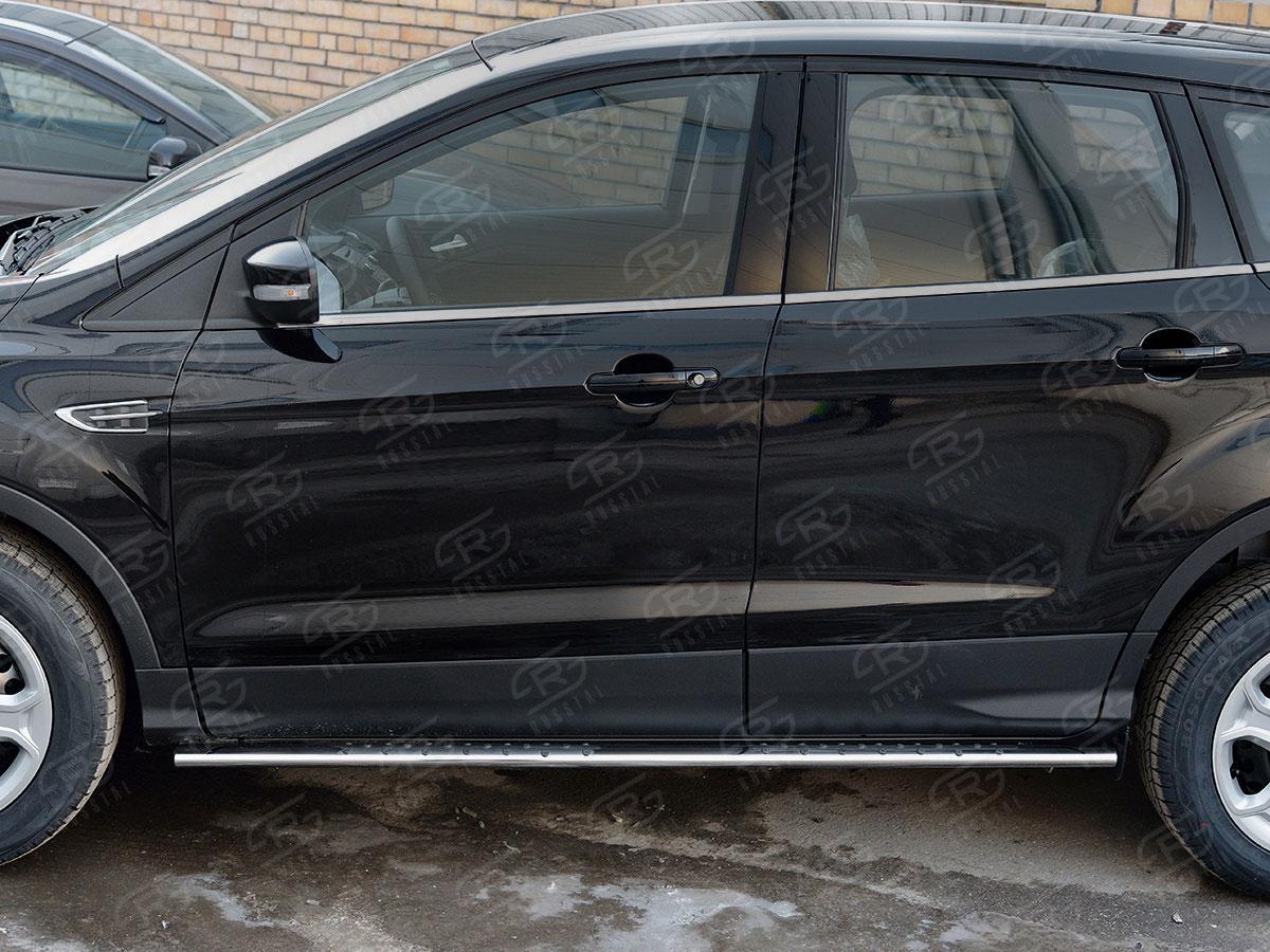 Пороги труба d75х42 овал с проступью Ford Kuga 2016, Slitkoff FGO-002599