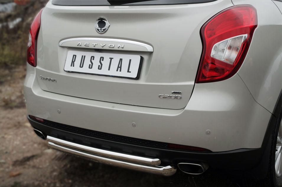 Защита заднего бампера d57/42 дуги для Ssang Yong Actyon 2014, Slitkoff SYAZ-001981