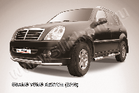 Защита переднего бампера d57+d57 двойная SsangYong Rexton (2006-2012) Black Edition, Slitkoff, арт. SSR013BE