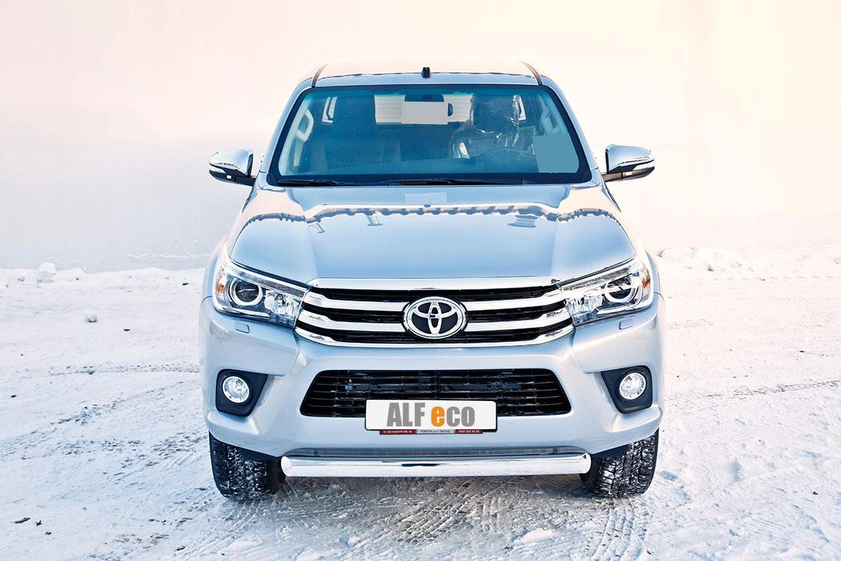 Защита передняя короткая (ОВАЛ) D 75х42 для Toyota Hilux(Тойота Хайлюкс), ALFeco арт. TOYHIL-15.03