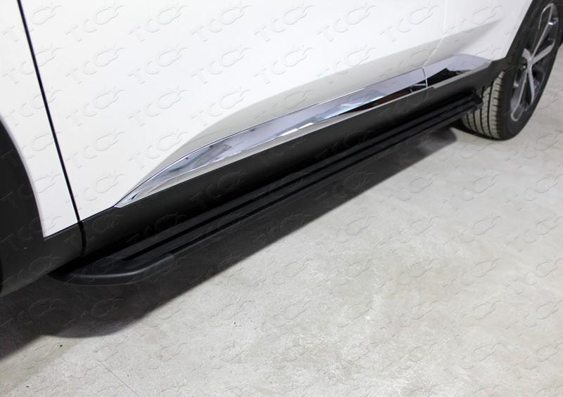 Пороги алюминиевые "Slim Line Black" 1720 мм для автомобиля HAVAL F7 2019- (1,5 л., 4WD) TCC Тюнинг арт. HAVF719-35B