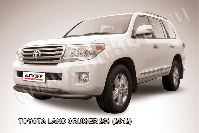 Защита переднего бампера d76+d57 двойная черная Toyota Land Cruiser 200 (2012-2015) , Slitkoff, арт. TLC2-12-004B