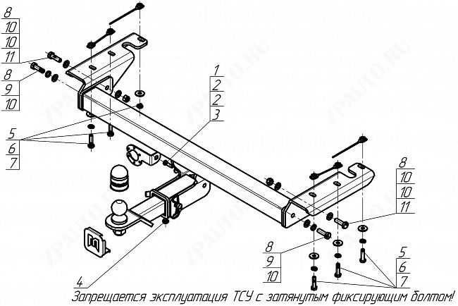 Фаркоп Мотодор Changan Cs55 Plus 2021-, тип шара E, Motodor, арт.97204-E