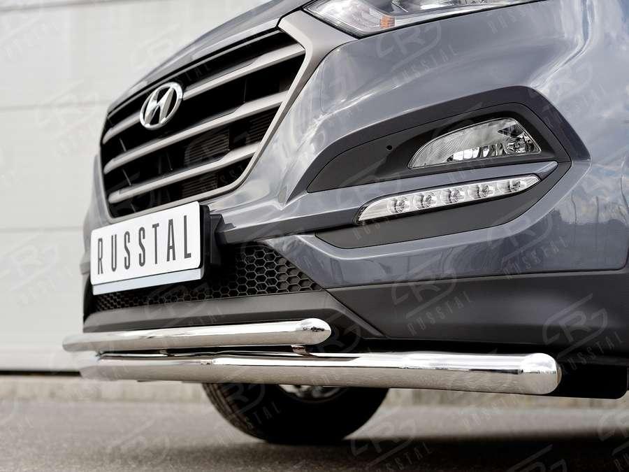 Защита переднего бампера d57/42 Hyundai Tucson 2015, Slitkoff HTZ-002233
