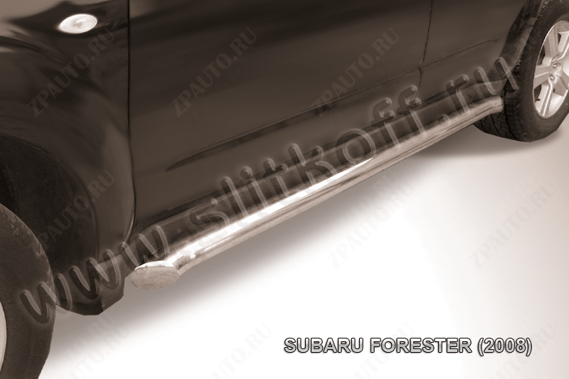 Защита порогов d76 труба Subaru Forester (2007-2013) Black Edition, Slitkoff, арт. SF015BE