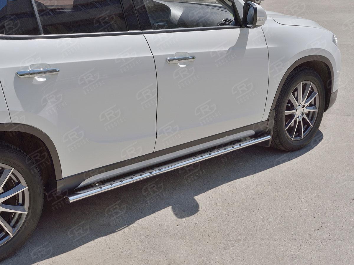 Пороги труба d75х42 овал с проступью на Brilliance V5, Slitkoff BV5O-002703