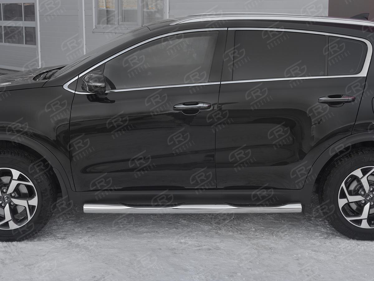 Пороги труба d76 с накладкой (вариант 3) KST-003187 для автомобиля KIA SPORTAGE 2018-, Slitkoff