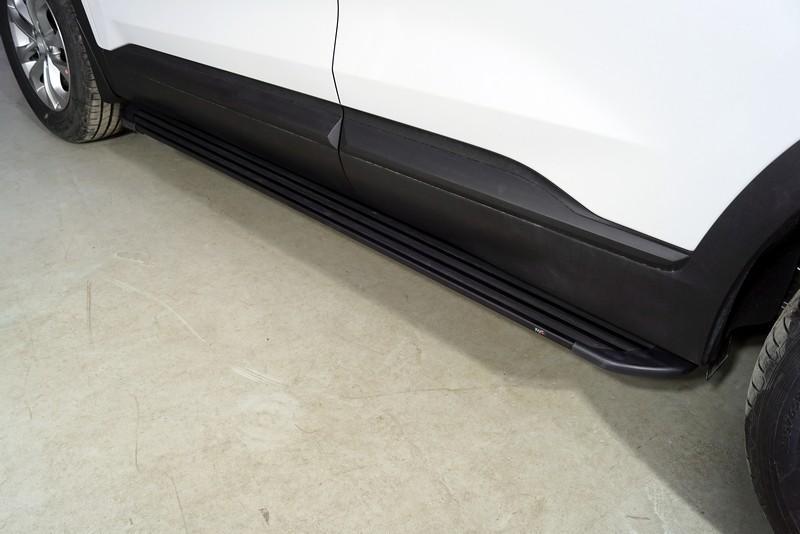 Пороги алюминиевые "Slim Line Black" 1820 мм для автомобиля Hyundai Santa Fe 2021- TCC Тюнинг арт. HYUNSF21-26B