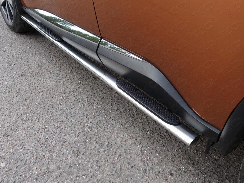 Пороги овальные с накладкой 75х42 мм для автомобиля Nissan Murano 2016-, TCC Тюнинг NISMUR16-11