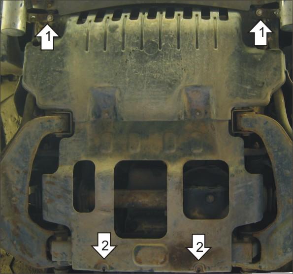 Защита стальная Мотодор (Двигатель, Передний дифференциал), 2 мм, Сталь для Hyundai Terracan 2001-2006 арт. 00920