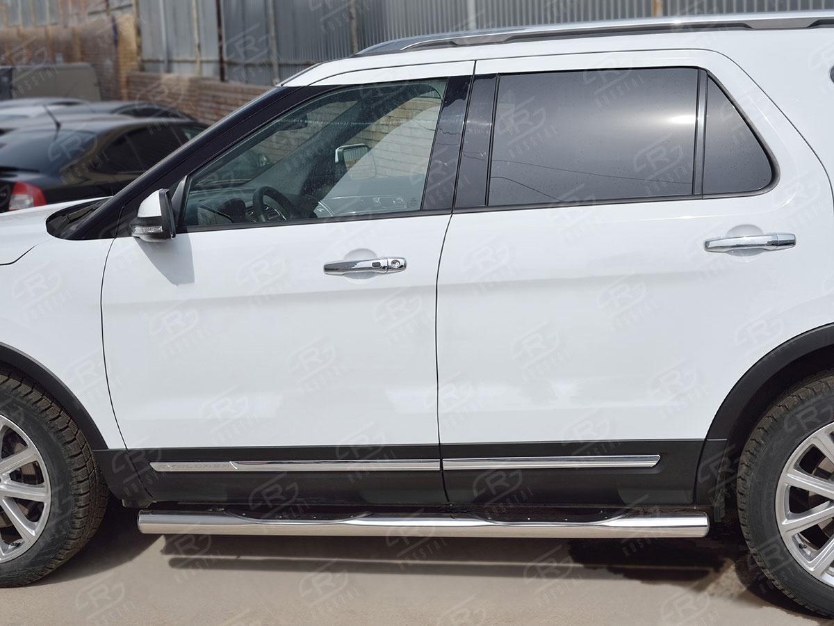 Пороги труба d76 с накладкой вариант 3 для Ford Explorer 2015, Slitkoff FET-0026653