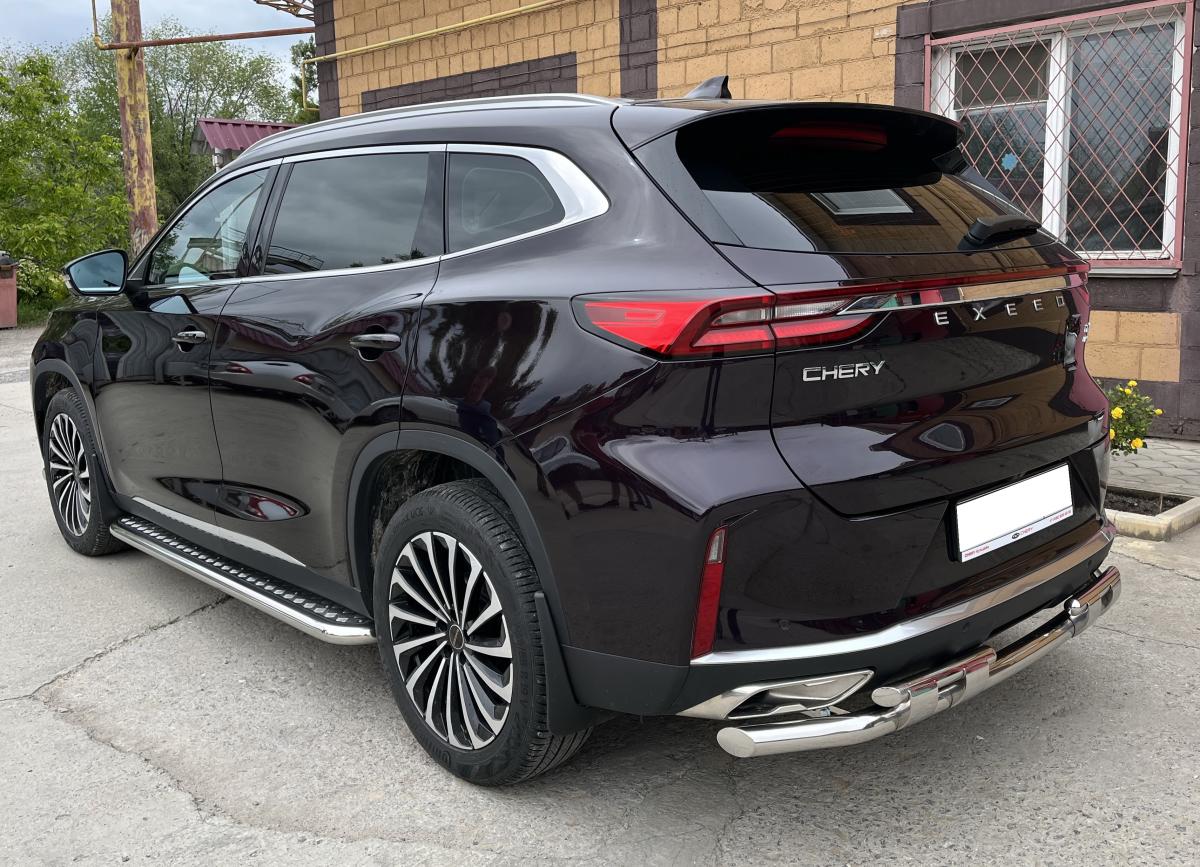 Защита заднего бампера двойная с перемычками для автомобиля CHERY CheryExeed TXL 2021 арт. CHETXL.21.25