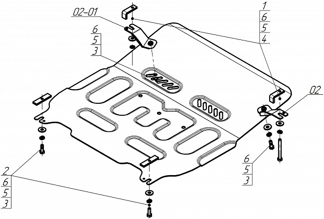 Защита стальная Мотодор (Двигатель, Коробка переключения передач), 2 мм,  Honda Stepwgn  2015-2022 арт. 70813