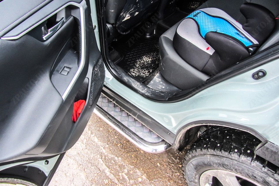 Защита порогов d57 с листом Toyota Rav-4 (2018-2023) , Slitkoff, арт. TR419-004