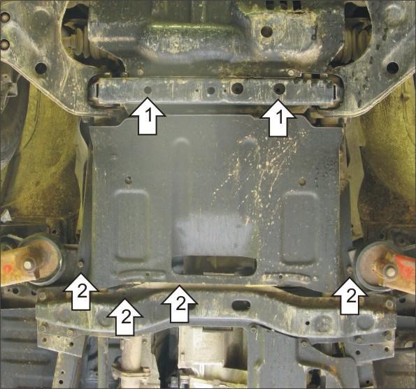 Защита алюминиевая Мотодор (Коробка переключения передач), 5 мм, Алюминий для Mitsubishi Pajero Sport 1997-2009 арт. 31304