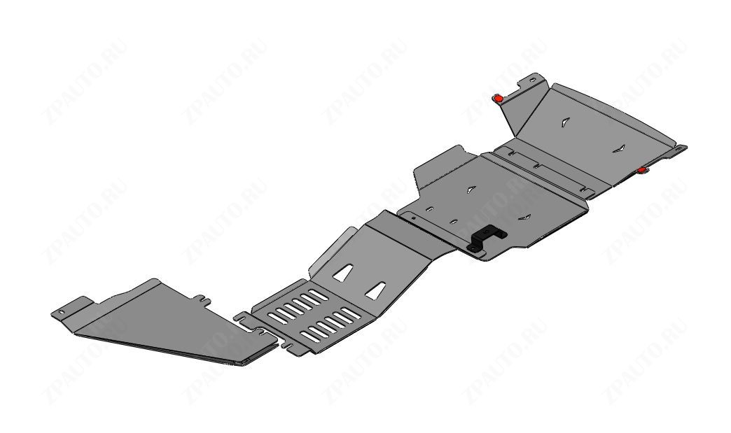 04.51ABC Защита днища JEEP Grand Wagoneer, V-6,4 (2021-) \ Wagoneer, V-5,7 4WD из 4-х частей (Алюминий 4 мм)