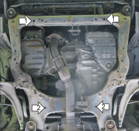 Защита стальная Мотодор (Двигатель, Коробка переключения передач), 2 мм, Сталь для Nissan Altima 2001-2006 арт. 01416