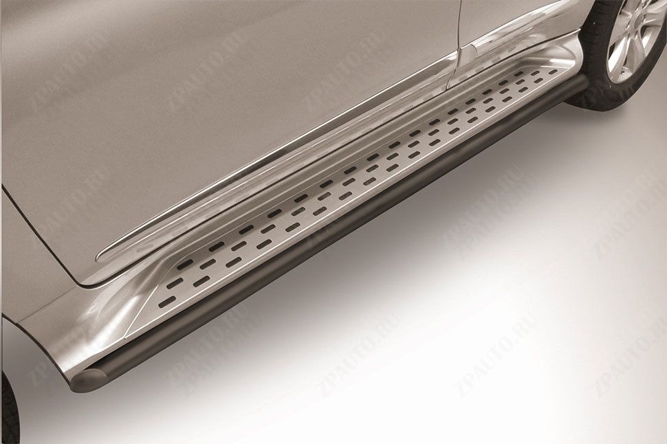 Защита штатного порога d42 черная Haval H9 (2017-2023) , Slitkoff, арт. HavH9-17-007B