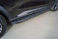 Пороги алюминиевые с пластиковой накладкой (карбон черные) 1720 мм для автомобиля HAVAL F7X (2.0L 4WD) 2022-,TCC Тюнинг ,арт. HAVF7X22-23BL