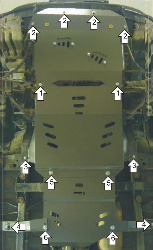 Защита стальная Мотодор (Двигатель, Коробка переключения передач, Раздаточная коробка), 2 мм, Сталь для Mitsubishi Pajero Pinin 1999-2007 арт. 01318