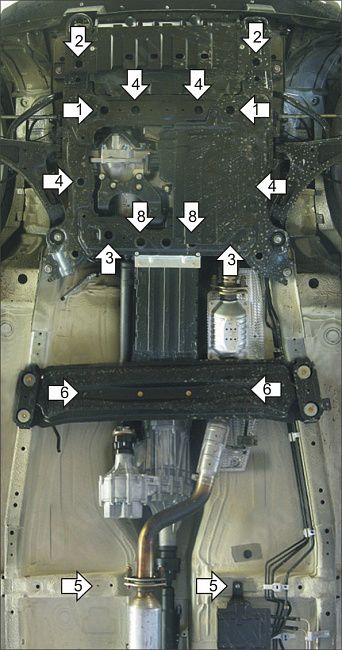 Защита двигателя, кпп, радиатора, рк алюминиевая Motodor для Suzuki Grand Vitara III 2005-2012- (5 мм, алюминий), 32401