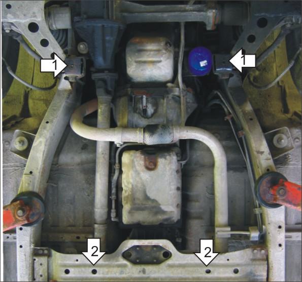 Защита стальная Мотодор (Коробка переключения передач), 2 мм, Сталь для KIA Grand Sportage 1999-2005 арт. 01020