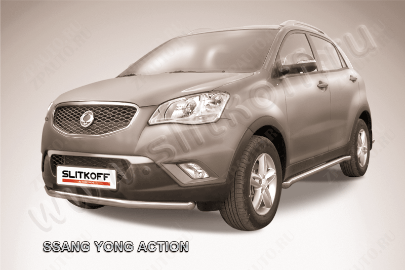 Защита переднего бампера d57 SsangYong Actyon (2010-2013) , Slitkoff, арт. SYA004