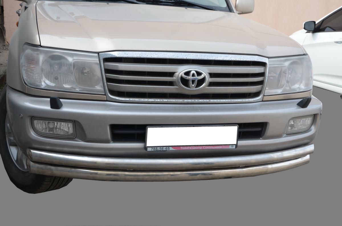 Защита переднего бампера (радиус)  для автомобиля TOYOTA Land Cruiser 100     1998-2006, Россия TLC100.98.04-1