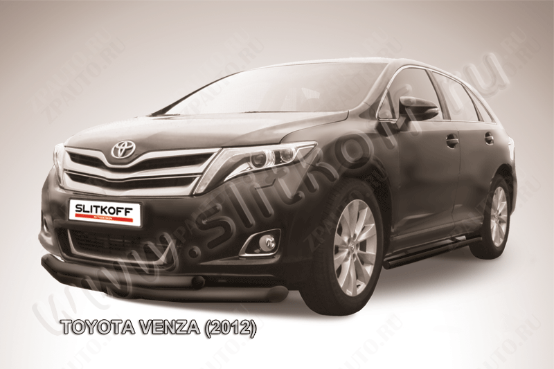 Защита переднего бампера d76+d57 двойная черная Toyota Venza (2012-2017) , Slitkoff, арт. TVEN001B