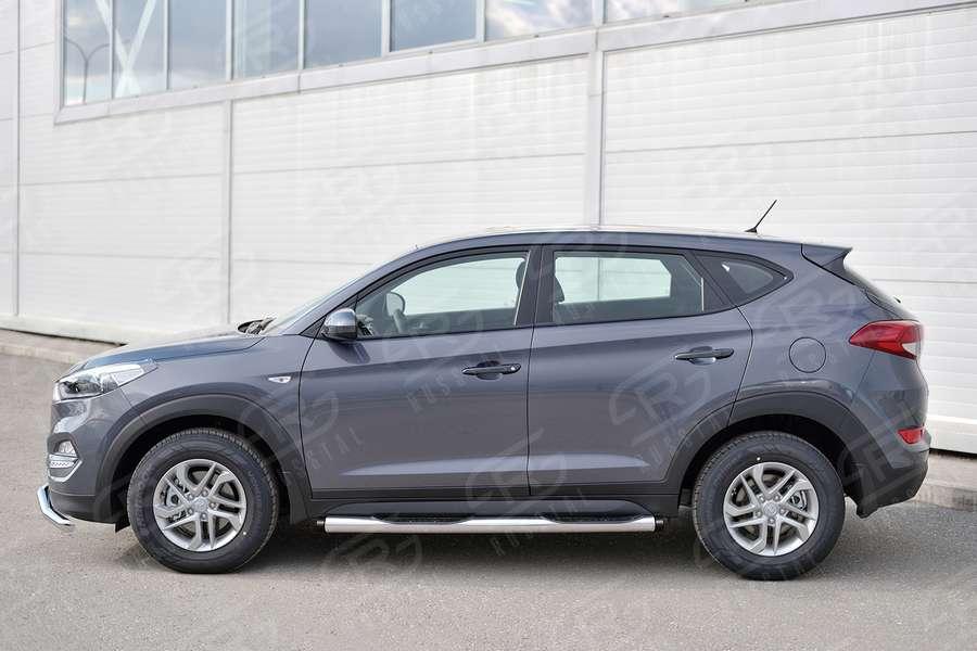 Пороги труба d76 с накладкой вариант 2 Hyundai Tucson 2015, Slitkoff HTT-0022342