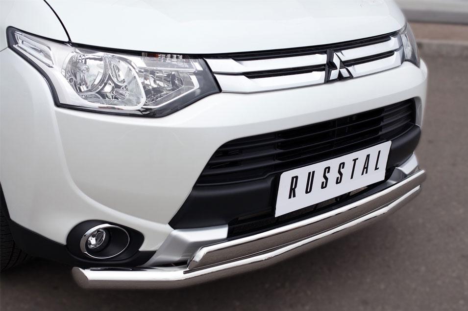 Защита переднего бампера d57/75х42 для Mitsubishi Outlander 2014, Русталь MORZ-001890, Slitkoff