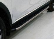 Пороги алюминиевые с пластиковой накладкой (карбон серые) 1720 мм для автомобиля Renault Arkana 2019- TCC Тюнинг арт. RENARK19-20GR