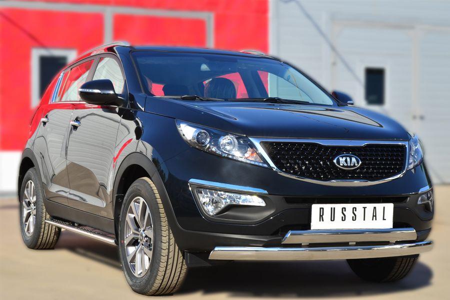 Защита переднего бампера d75х42 для KIA Sportage 2010-2015, Slitkoff d75х42 KSGZ-001669