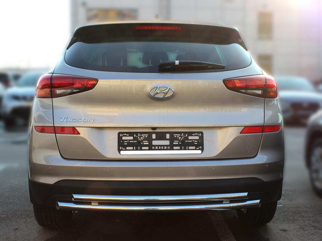 Защита заднего бампера двойная d-53+43 для автомобиля Hyundai Tucson 2018-наст.вр., Технотек, арт. HNT18_3.1