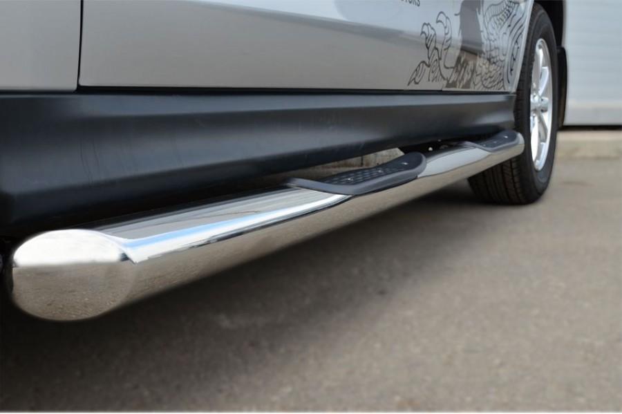 Пороги труба d76 с накладками вариант 1 для Mitsubishi ASX 2013, Slitkoff MAST-0013251