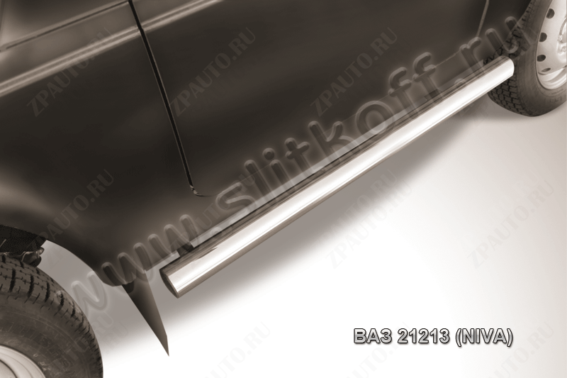 Защита порогов d76 труба Lada Niva 21213 3-дверная (1993-2023) Black Edition, Slitkoff, арт. Niv006BE