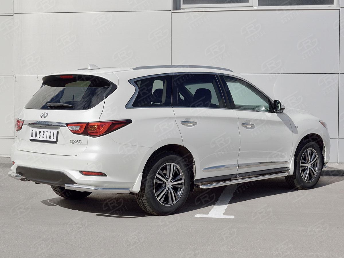 Защита заднего бампера уголки d57 для Infiniti QX60 2016, Slitkoff IQXZ-002689