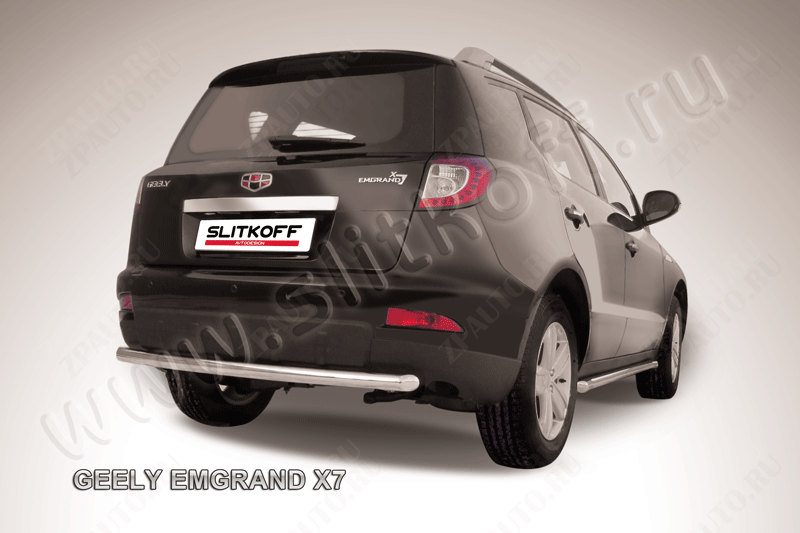 Защита заднего бампера d57 радиусная Geely Emgrand X7 (2011-2016) Black Edition, Slitkoff, арт. GEX7014BE