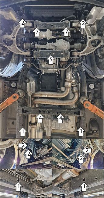 Защита алюминиевая Мотодор (Двигатель, Передний дифференциал, Коробка переключения передач, Радиатор, Раздаточная коробка), 2 мм,  Dodge Ram 1500  2024- арт. 32913_А