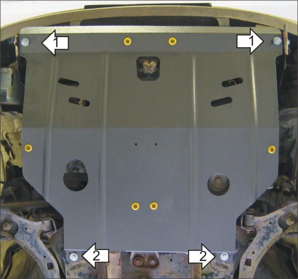Защита стальная Мотодор (Двигатель, Коробка переключения передач), 2 мм, Сталь для Nissan Sentra 2000-2007 арт. 01436
