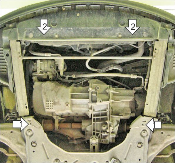Защита стальная Мотодор (Двигатель, Коробка переключения передач), 2 мм,  Renault Laguna II   2001-2005 арт. 71715