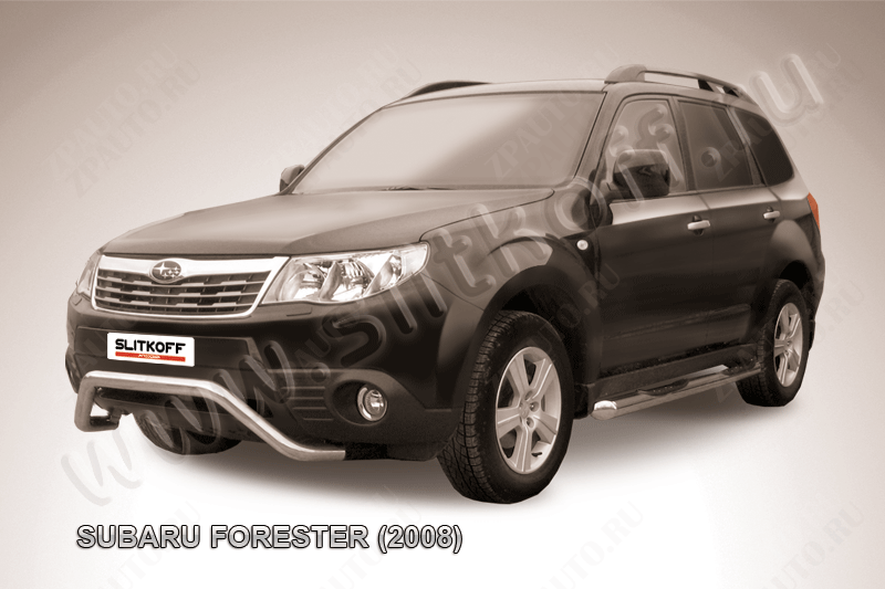 Кенгурятник d57 мини Subaru Forester (2007-2013) Black Edition, Slitkoff, арт. SF008BE